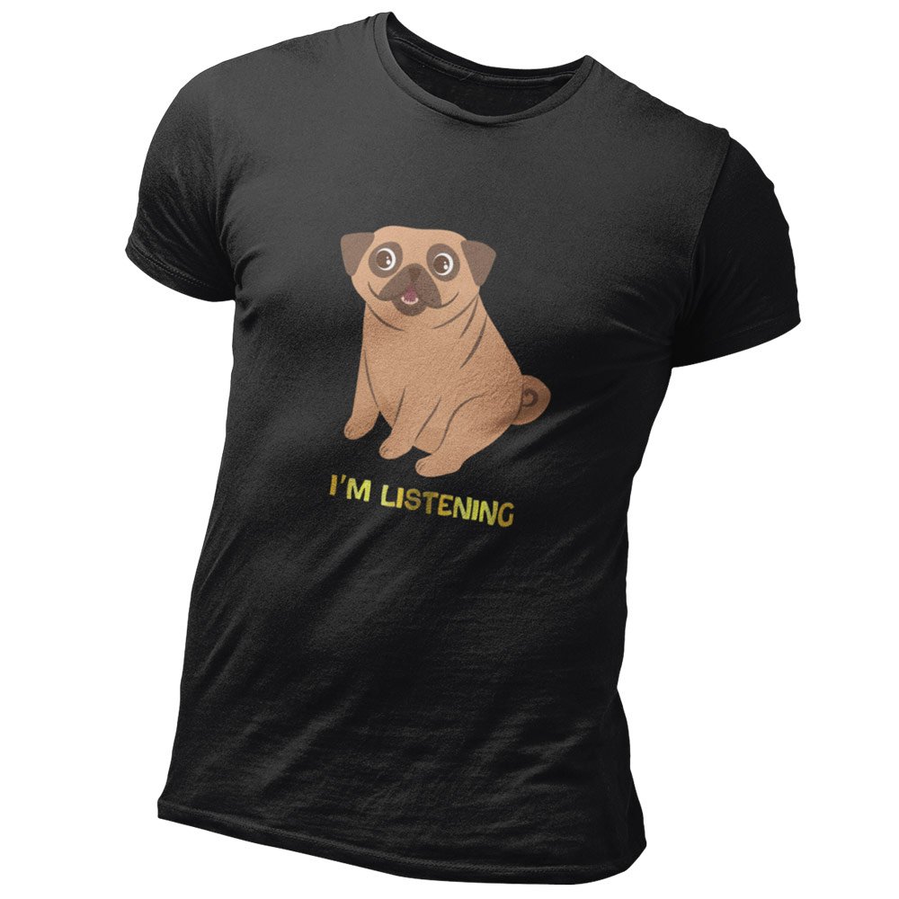 Pure Cotton Bio-Washed T-Shirt Chest Printed-Funny Dog Life Series - 7 - I Am Listening Design-by ZingerTees-Unisex-EL9120137 - Image 6