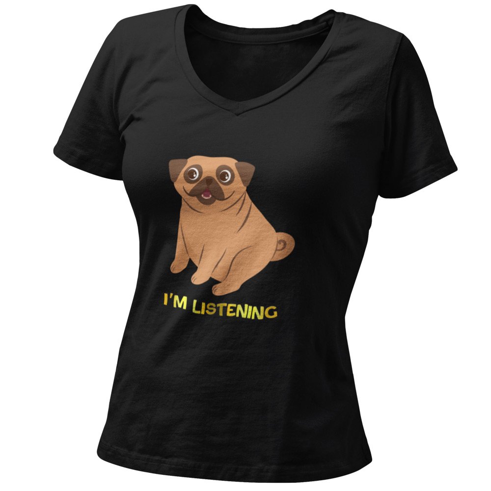 Pure Cotton Bio-Washed T-Shirt Chest Printed-Funny Dog Life Series - 7 - I Am Listening Design-by ZingerTees-Unisex-EL9120137 - Image 5