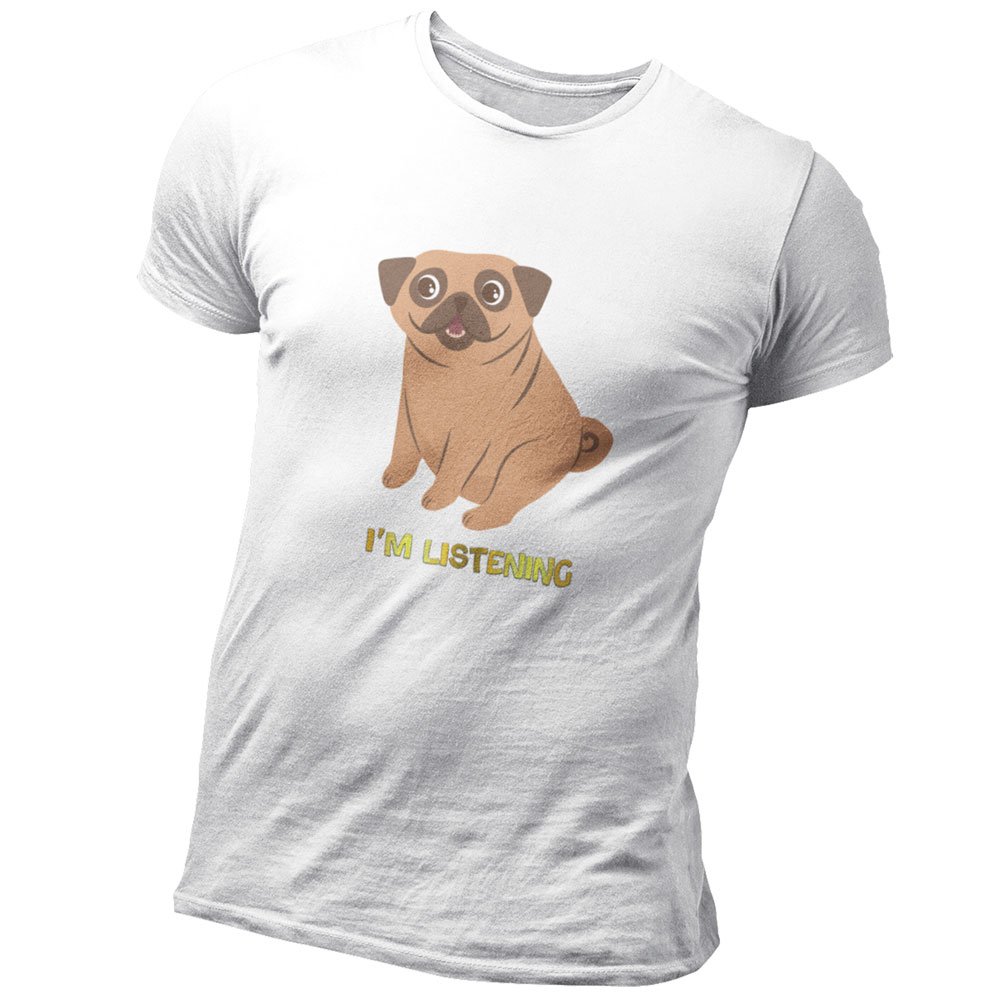 Pure Cotton Bio-Washed T-Shirt Chest Printed-Funny Dog Life Series - 7 - I Am Listening Design-by ZingerTees-Unisex-EL9120137 - Image 8