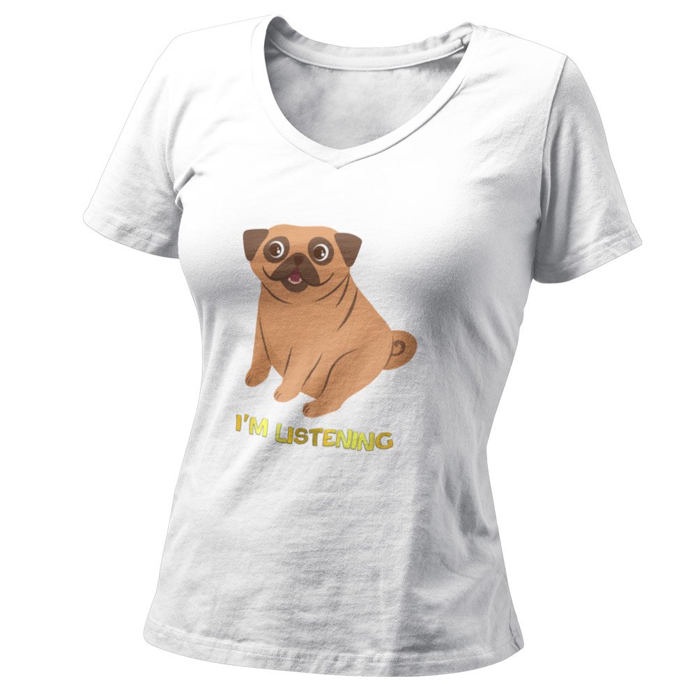 Pure Cotton Bio-Washed T-Shirt Chest Printed-Funny Dog Life Series - 7 - I Am Listening Design-by ZingerTees-Unisex-EL9120137 - Image 7