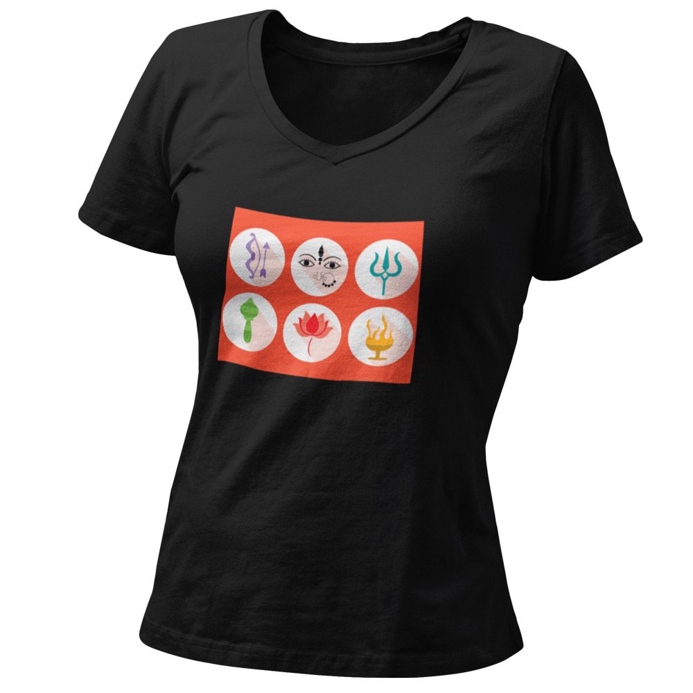 Pure Cotton Bio-Washed T-Shirt Chest Printed-Goddess Durga - Six Icons Design-by ZingerTees-Unisex-EL9120121 - Image 6