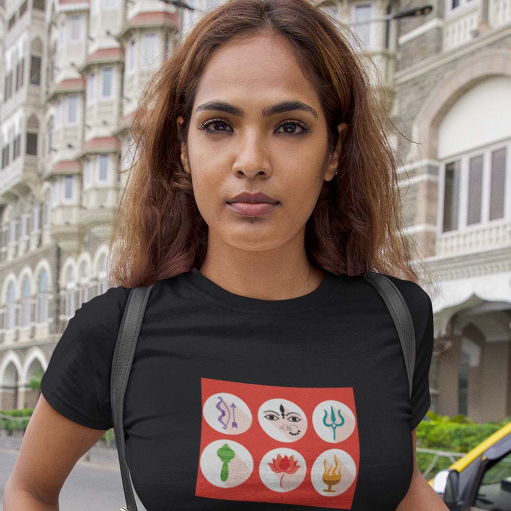 Pure Cotton Bio-Washed T-Shirt Chest Printed-Goddess Durga - Six Icons Design-by ZingerTees-Unisex-EL9120121 - Image 4