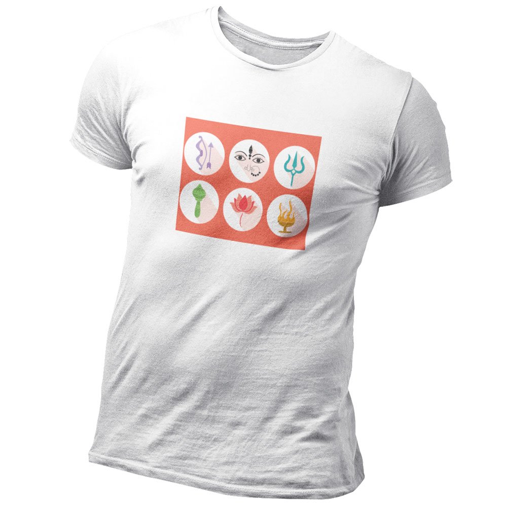 Pure Cotton Bio-Washed T-Shirt Chest Printed-Goddess Durga - Six Icons Design-by ZingerTees-Unisex-EL9120121 - Image 7