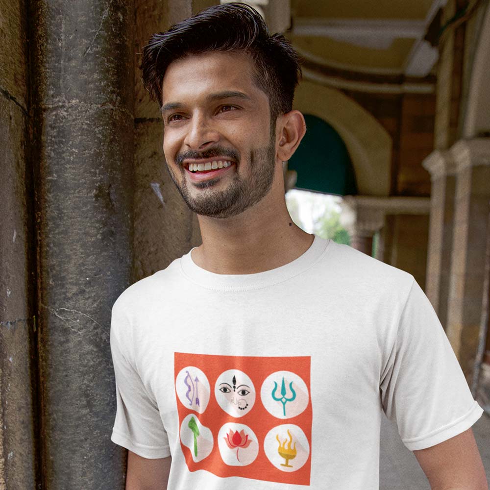 Pure Cotton Bio-Washed T-Shirt Chest Printed-Goddess Durga - Six Icons Design-by ZingerTees-Unisex-EL9120121 - Image 3