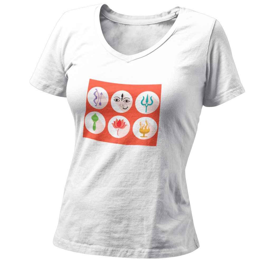 Pure Cotton Bio-Washed T-Shirt Chest Printed-Goddess Durga - Six Icons Design-by ZingerTees-Unisex-EL9120121 - Image 8