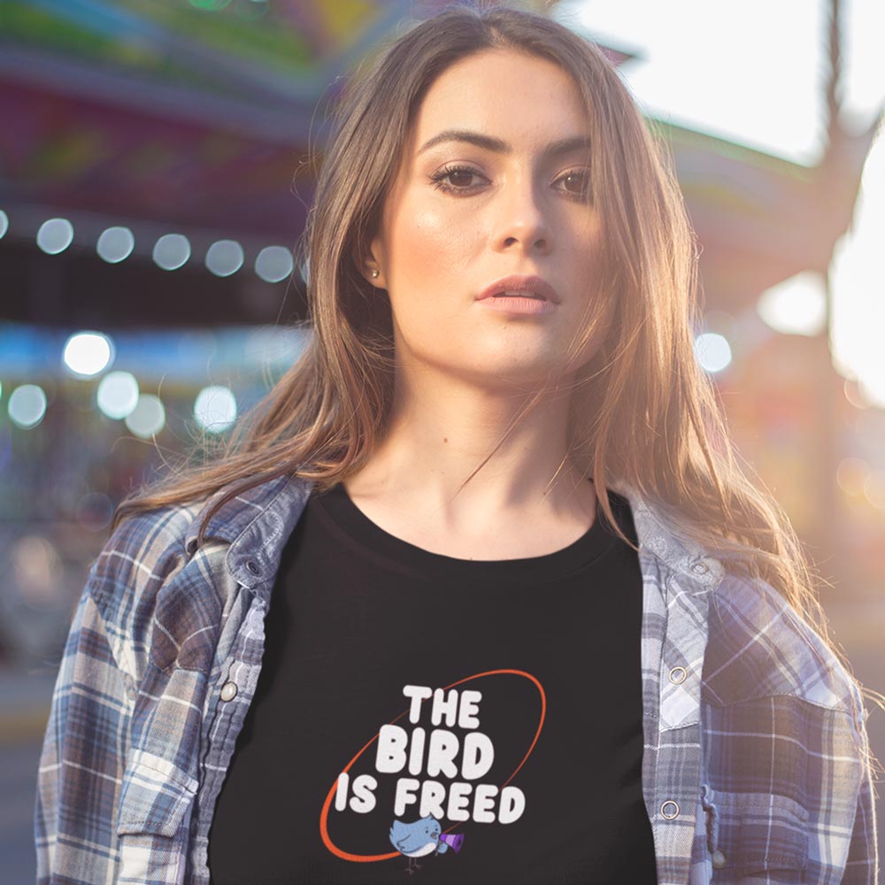 Pure Cotton Bio-Washed T-Shirt Chest Printed-Political Commentry - The Bird is Freed Design-by ZingerTees-Unisex-EL9120115 - Image 2