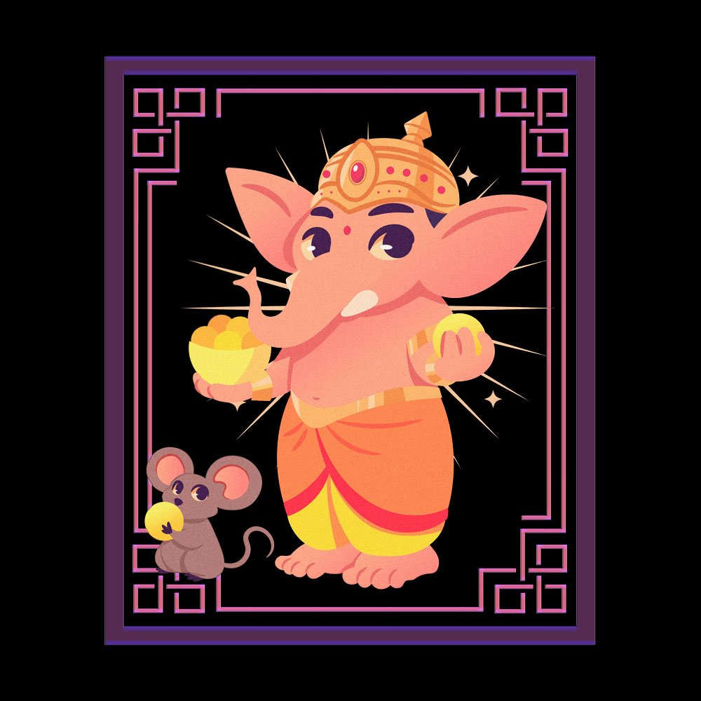 Pure Cotton Bio-Washed T-Shirt Chest Printed-God - Ganesha - 6 - Mahabala: Enormously Strong lord Design-by ZingerTees-Unisex-EL9120213 - Image 9