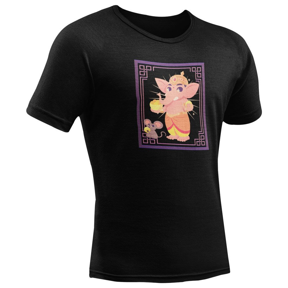 Pure Cotton Bio-Washed T-Shirt Chest Printed-God - Ganesha - 6 - Mahabala: Enormously Strong lord Design-by ZingerTees-Unisex-EL9120213 - Image 7