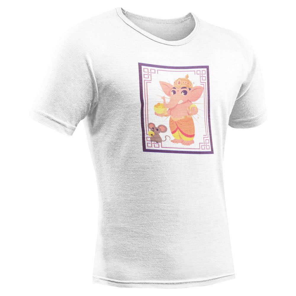 Pure Cotton Bio-Washed T-Shirt Chest Printed-God - Ganesha - 6 - Mahabala: Enormously Strong lord Design-by ZingerTees-Unisex-EL9120213 - Image 8