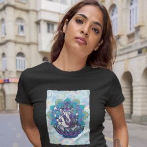 Pure Cotton Bio-Washed T-Shirt Chest Printed-God – Ganesha Mandala Design-by ZingerTees-Unisex-EL9120120