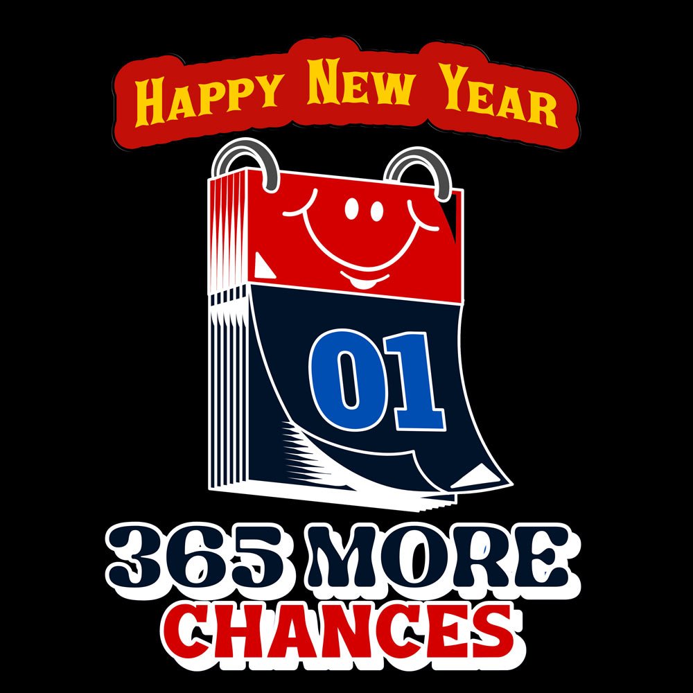 Pure Cotton Bio-Washed T-Shirt Chest Printed-Happy New Year Celebrations Series -2-365 More Chances Design-by ZingerTees-Unisex-EL9120174 - Image 4