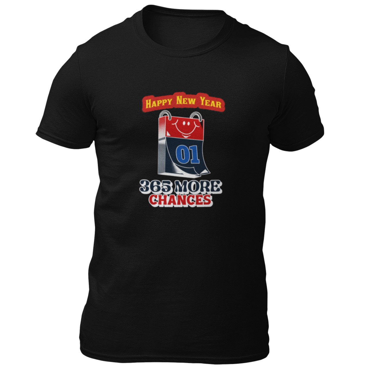 Pure Cotton Bio-Washed T-Shirt Chest Printed-Happy New Year Celebrations Series -2-365 More Chances Design-by ZingerTees-Unisex-EL9120174 - Image 3