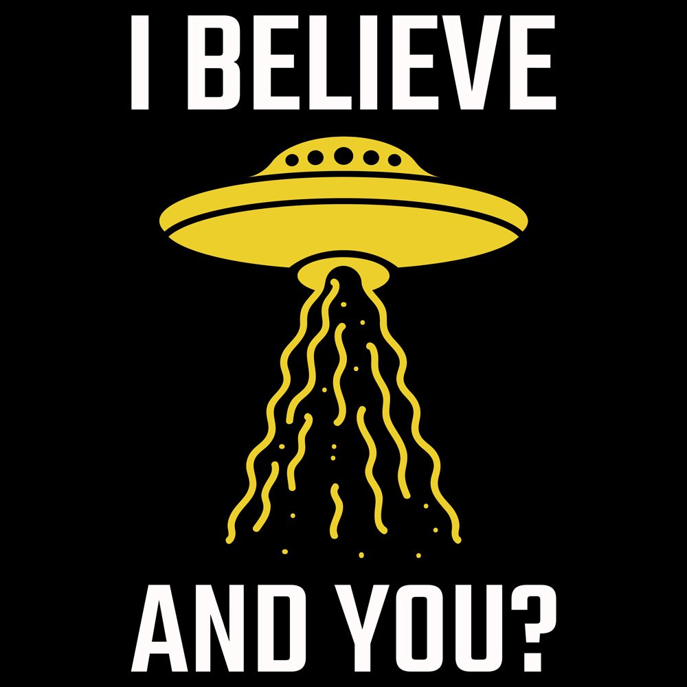 Pure Cotton Bio-Washed T-Shirt Chest Printed-Funny Alien Message 3 - I Believe and You? Design-by ZingerTees-Unisex-EL9120128 - Image 5