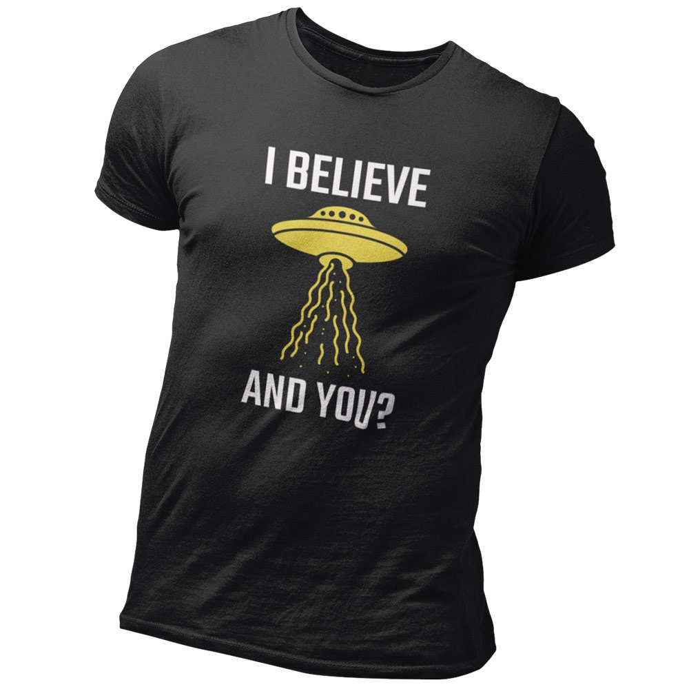 Pure Cotton Bio-Washed T-Shirt Chest Printed-Funny Alien Message 3 - I Believe and You? Design-by ZingerTees-Unisex-EL9120128 - Image 3