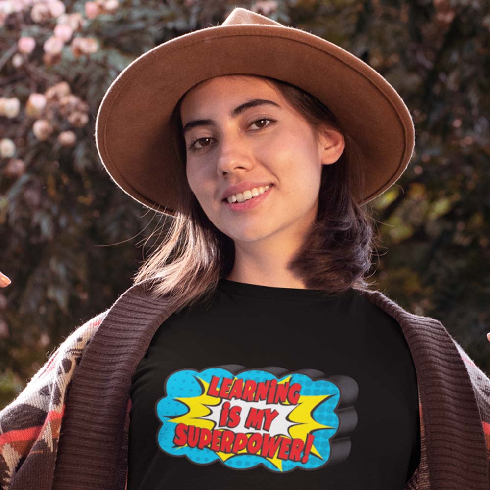 Pure Cotton Bio-Washed T-Shirt Chest Printed-Ninja Girl Series 2 - Learning is my Superpower Design-by ZingerTees-For Women-EL9120103 - Image 2