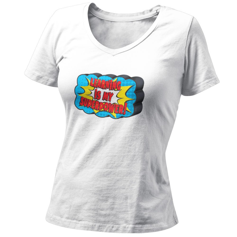 Pure Cotton Bio-Washed T-Shirt Chest Printed-Ninja Girl Series 2 - Learning is my Superpower Design-by ZingerTees-For Women-EL9120103 - Image 3