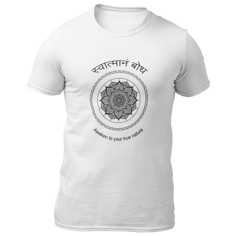 Pure Cotton Bio-Washed T-Shirt Chest Printed-Mandala Design with Inspirational Ancient Indian Vedic Quotes -10-by ZingerTees-Unisex-EL9120201 - Image 5