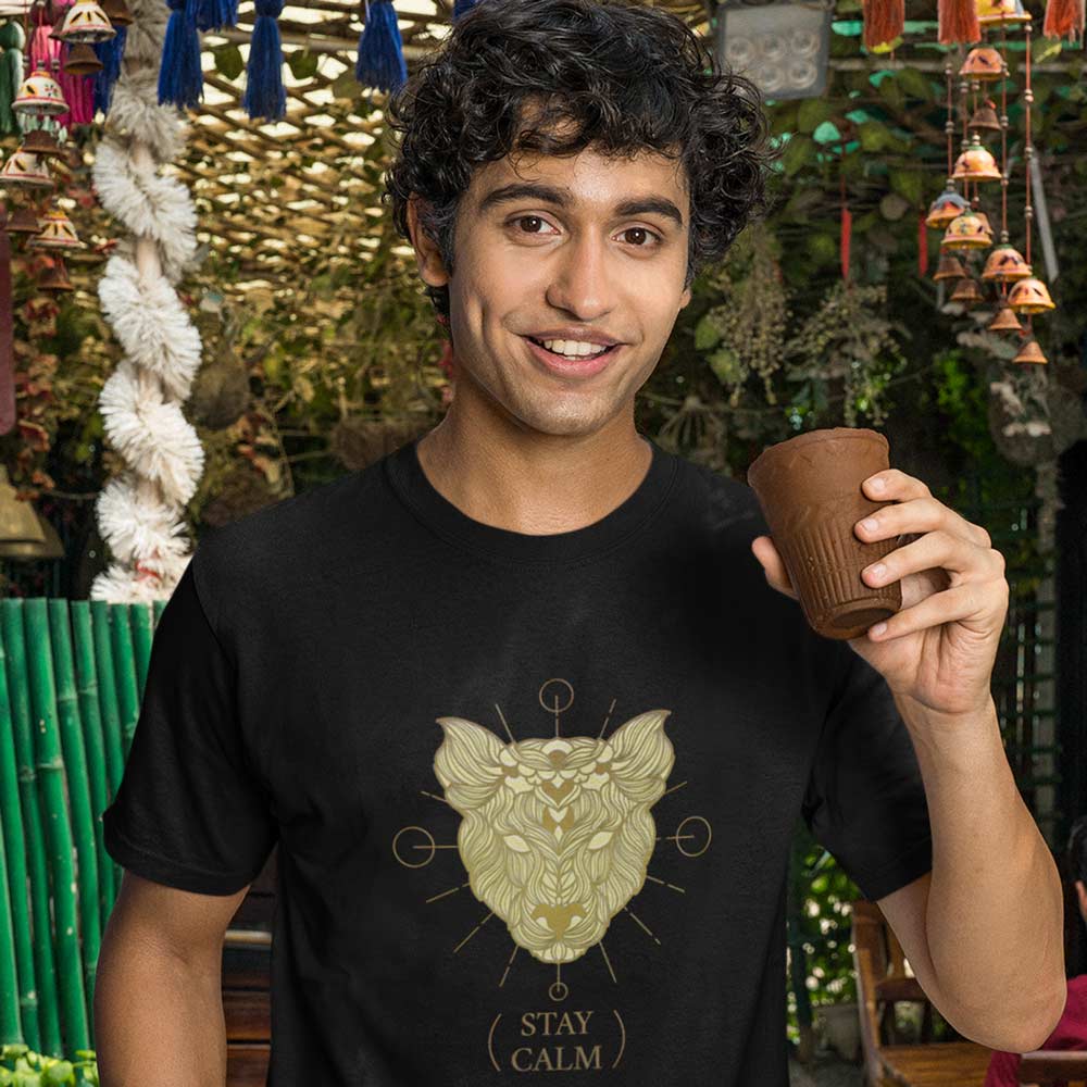 Pure Cotton Bio-Washed T-Shirt Chest Printed-Mandala Design with Inspirational Ancient Indian Vedic Quotes -4-by ZingerTees-Unisex-EL9120195