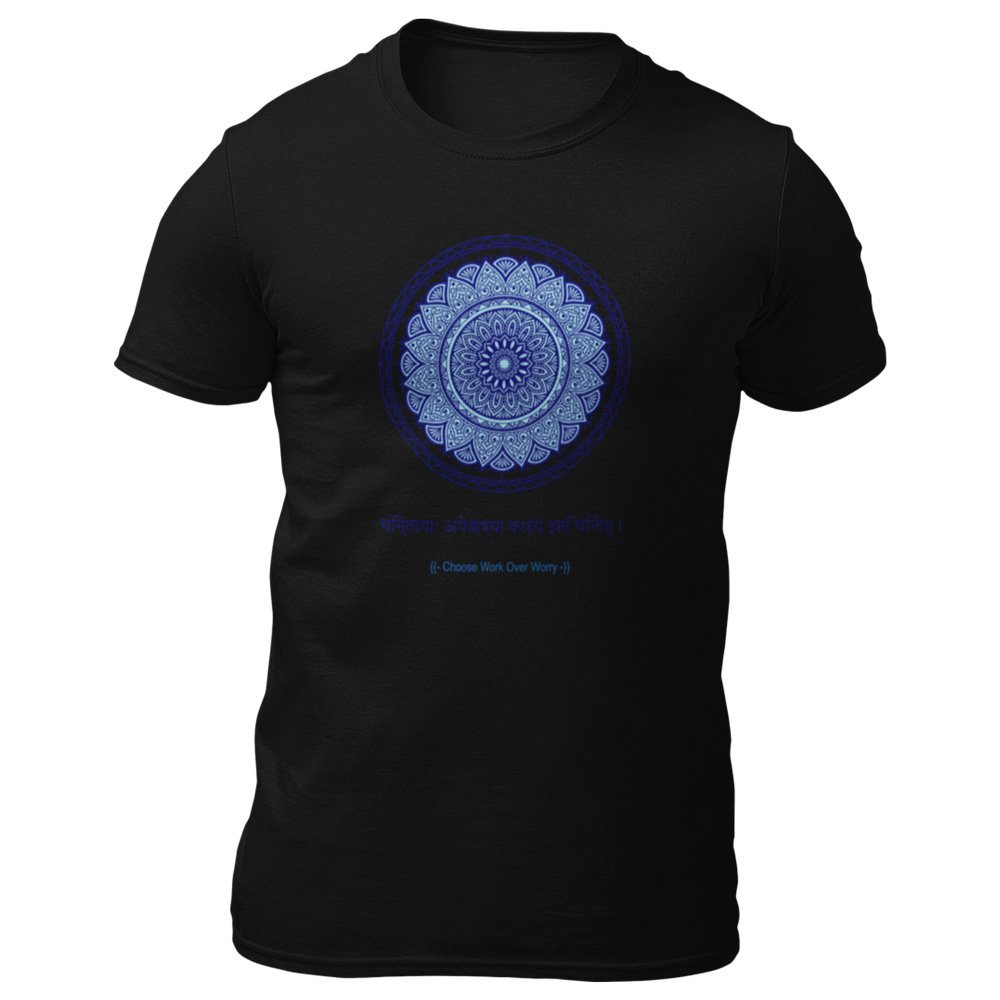 Pure Cotton Bio-Washed T-Shirt Chest Printed-Mandala Design with Inspirational Ancient Indian Vedic Quotes -6-by ZingerTees-Unisex-EL9120197 - Image 6