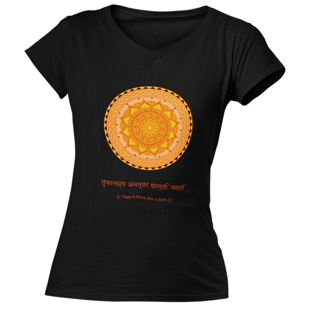 Pure Cotton Bio-Washed T-Shirt Chest Printed-Mandala Design with Inspirational Ancient Indian Vedic Quotes -7-by ZingerTees-Unisex-EL9120198 - Image 6
