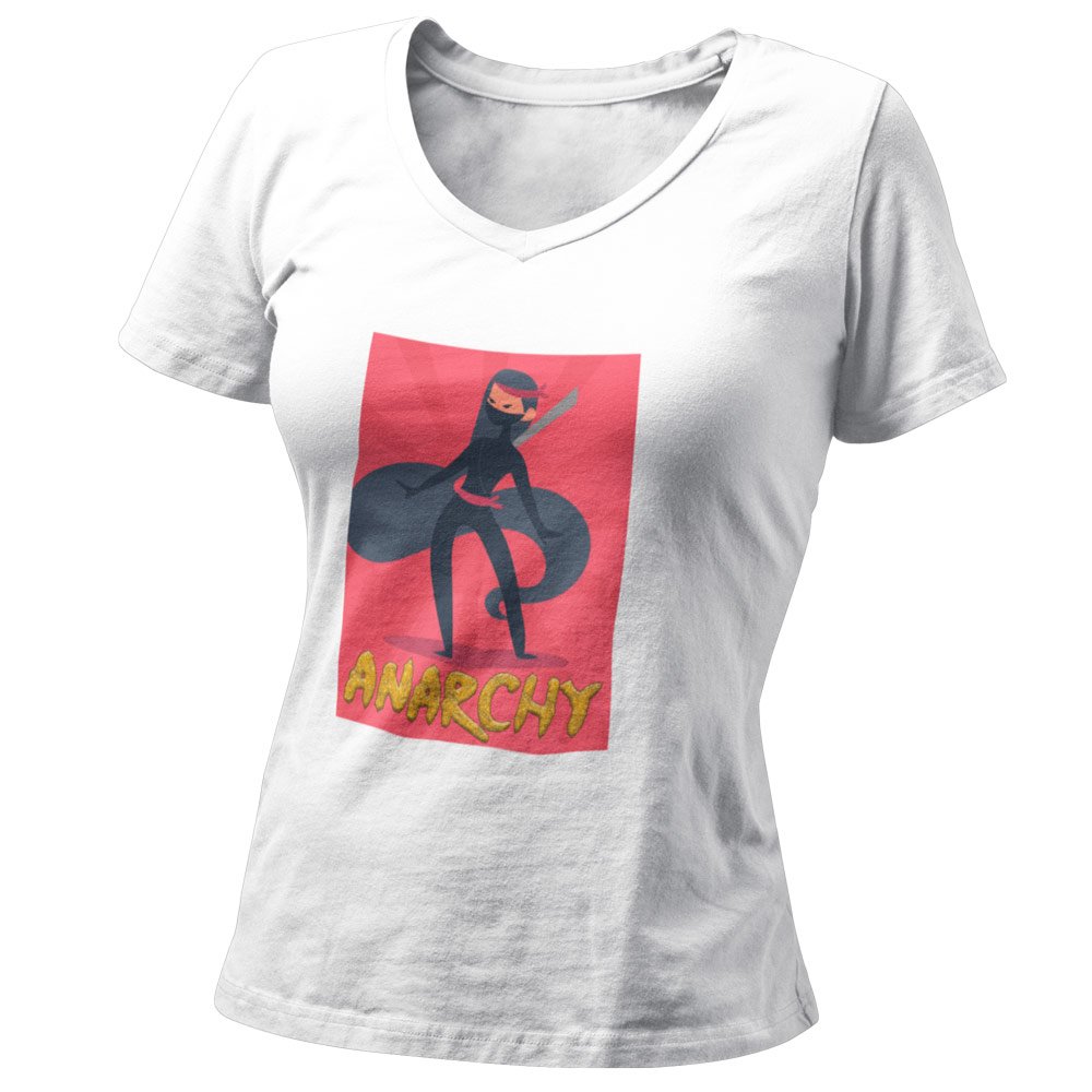 Pure Cotton Bio-Washed T-Shirt Chest Printed-Ninja Girl Series 1 - Anarchy Design-by ZingerTees-For Women-EL9120101 - Image 3