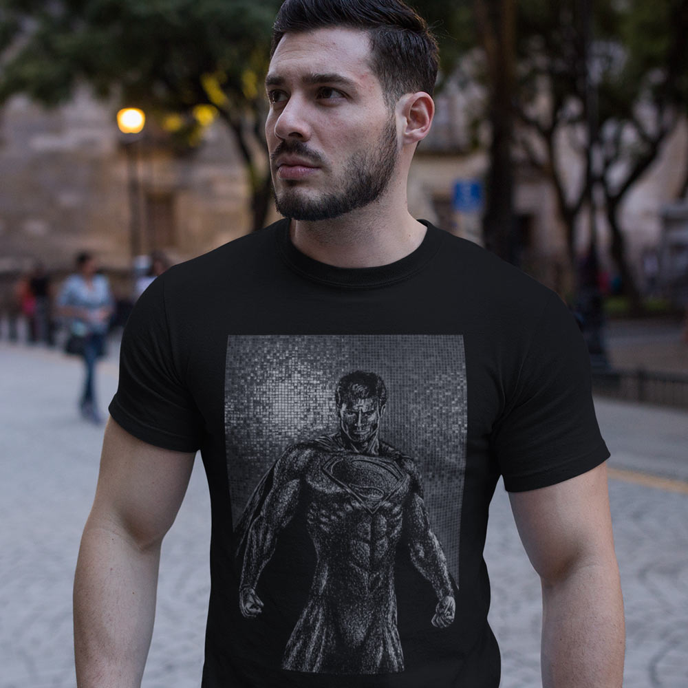 Pure Cotton Bio-Washed T-Shirt Chest Printed-Superhero - Stronger than Steel Design-by ZingerTees-For Men-EL9120110