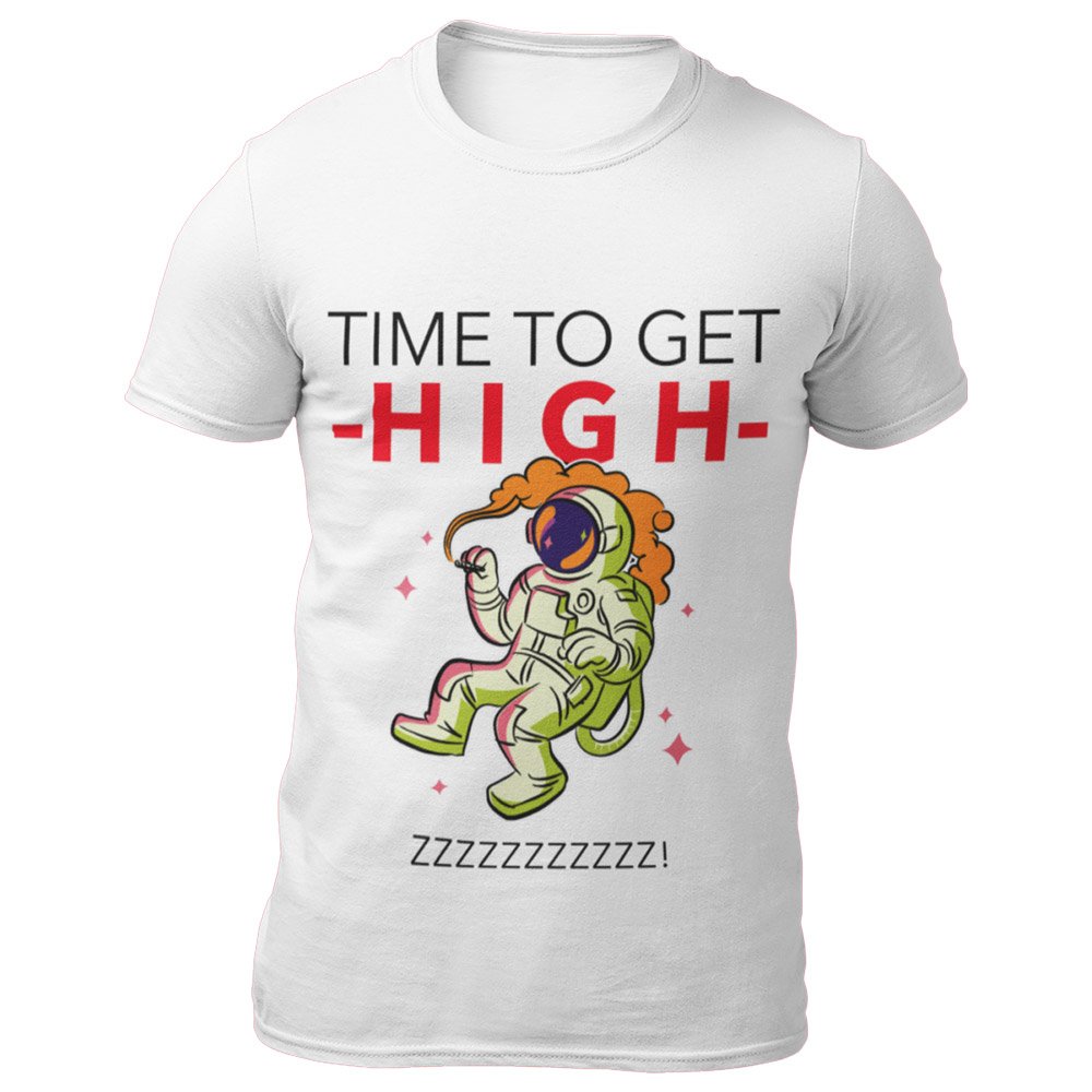 Pure Cotton Bio-Washed T-Shirt Chest Printed-Funny Message Series - 4 - Spaceman Time To Get High Design-by ZingerTees-Men-EL9120187 - Image 3