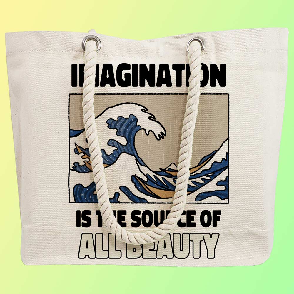 Eco-Friendly Recycled Cotton Canvas Tote Bag – Beautiful Sea Waves Design – EL8220117 - Image 4