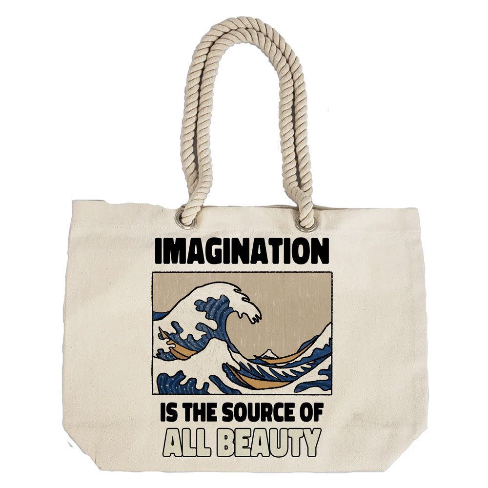 Eco-Friendly Recycled Cotton Canvas Tote Bag – Beautiful Sea Waves Design – EL8220117