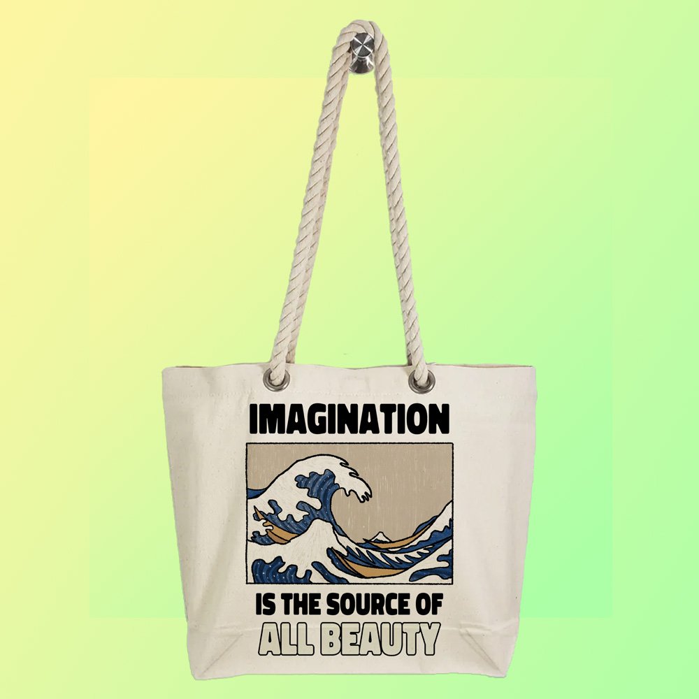Eco-Friendly Recycled Cotton Canvas Tote Bag – Beautiful Sea Waves Design – EL8220117 - Image 2