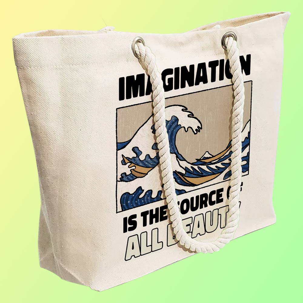 Eco-Friendly Recycled Cotton Canvas Tote Bag – Beautiful Sea Waves Design – EL8220117 - Image 3