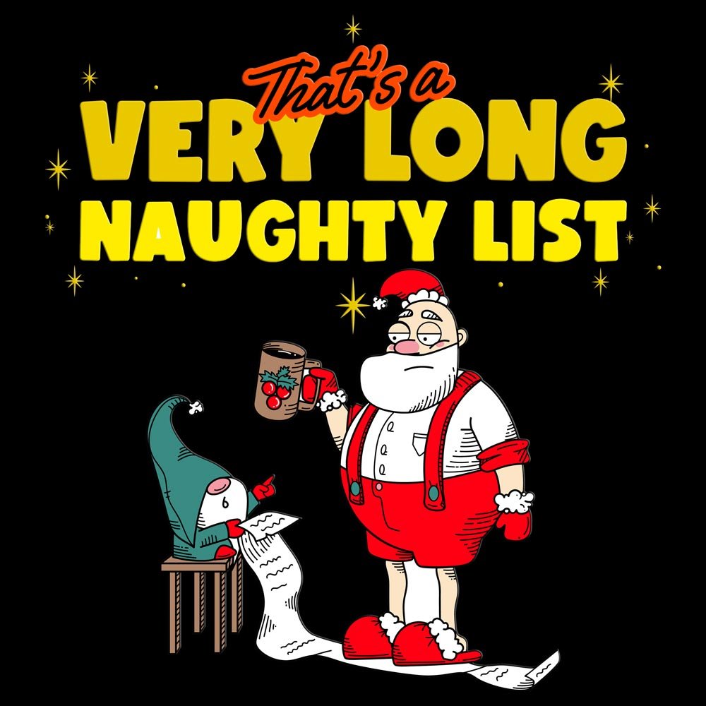 Pure Cotton Bio-Washed T-Shirt Chest Printed-Funny Christmas Series - 4 -That's A Very Long Naughty List Design-by ZingerTees-Unisex-EL9120144 - Image 5