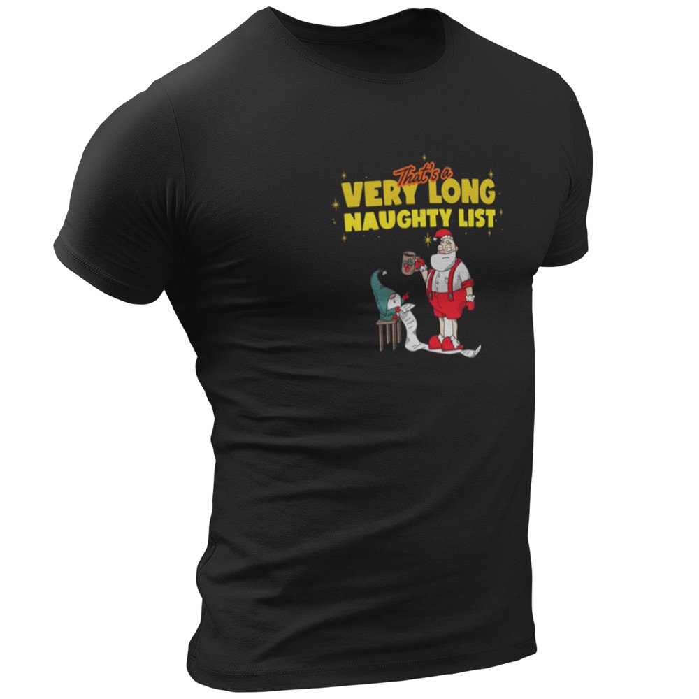 Pure Cotton Bio-Washed T-Shirt Chest Printed-Funny Christmas Series - 4 -That's A Very Long Naughty List Design-by ZingerTees-Unisex-EL9120144 - Image 3