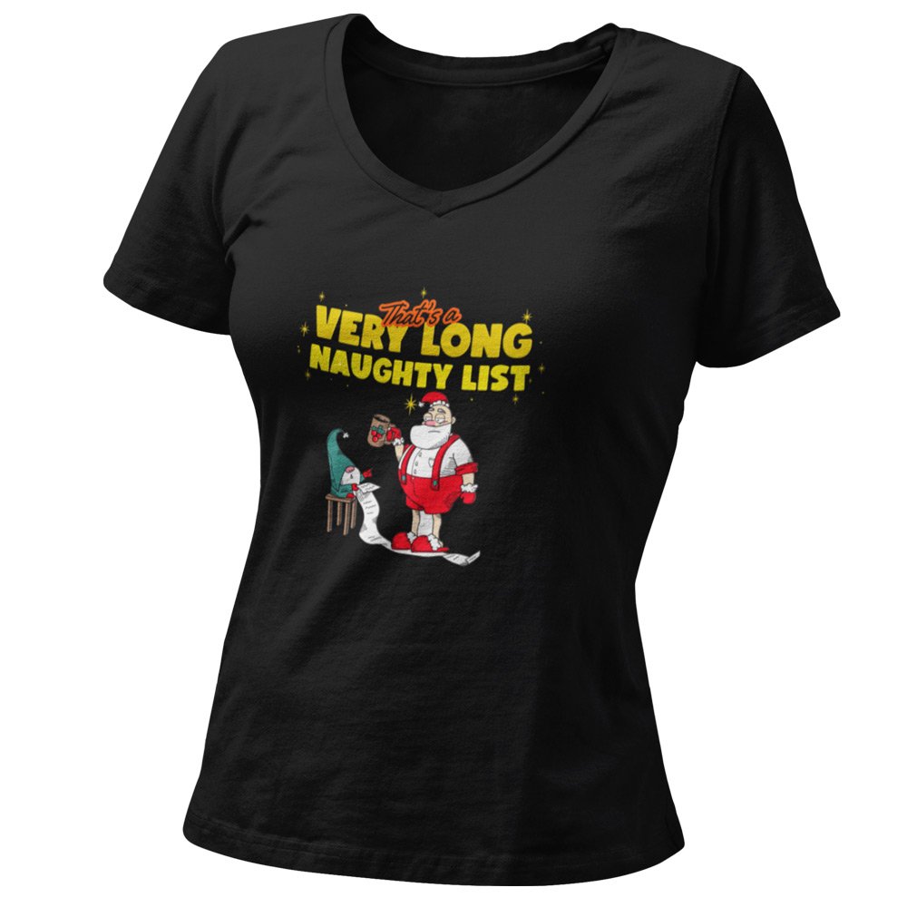 Pure Cotton Bio-Washed T-Shirt Chest Printed-Funny Christmas Series - 4 -That's A Very Long Naughty List Design-by ZingerTees-Unisex-EL9120144 - Image 4