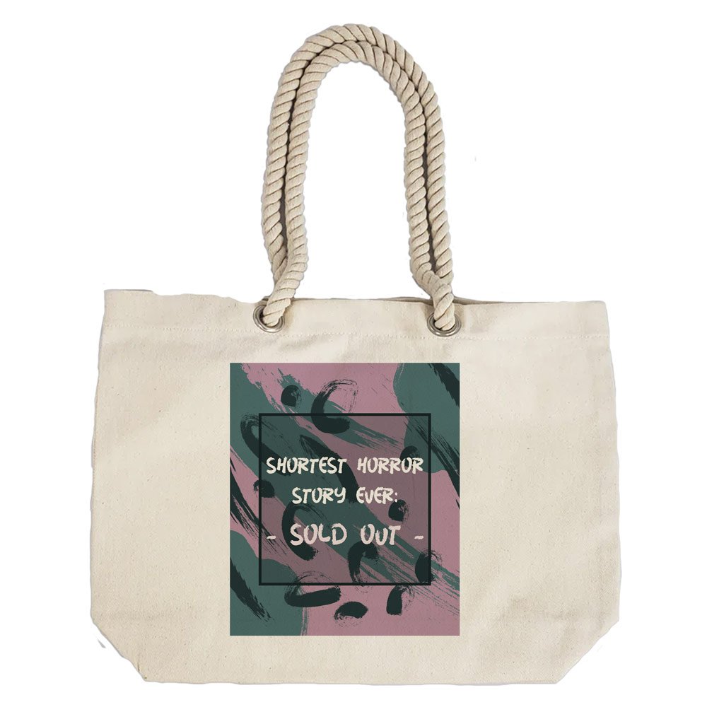 Eco-Friendly Recycled Cotton Canvas Tote Bag - Shortest Horror Story Ever Design - EL8220124