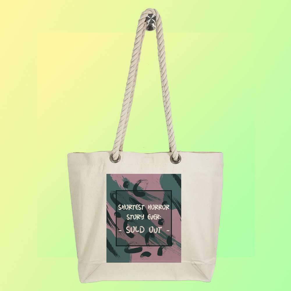 Eco-Friendly Recycled Cotton Canvas Tote Bag - Shortest Horror Story Ever Design - EL8220124 - Image 2