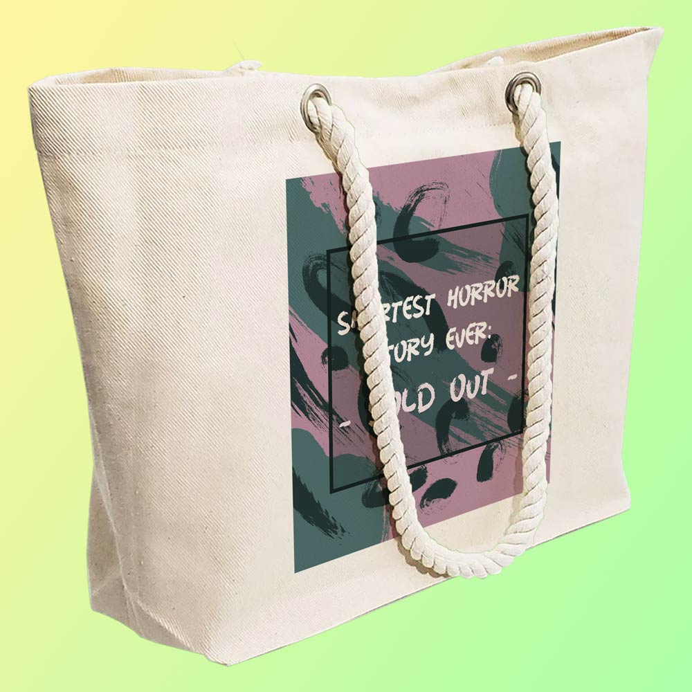 Eco-Friendly Recycled Cotton Canvas Tote Bag - Shortest Horror Story Ever Design - EL8220124 - Image 3
