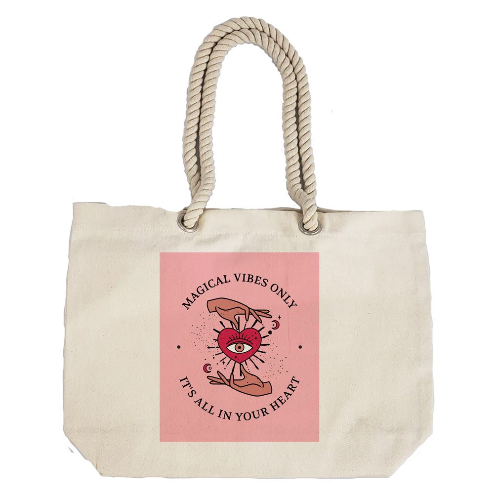 Eco-Friendly Recycled Cotton Canvas Tote Bag - Magical Vibes Only Design - EL8220133