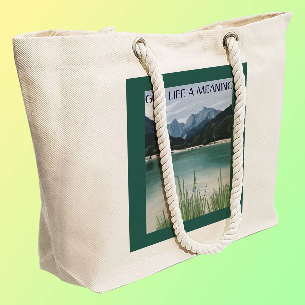 Eco-Friendly Recycled Cotton Canvas Tote Bag - Give Life a Meaning Design - EL8220139 - Image 3