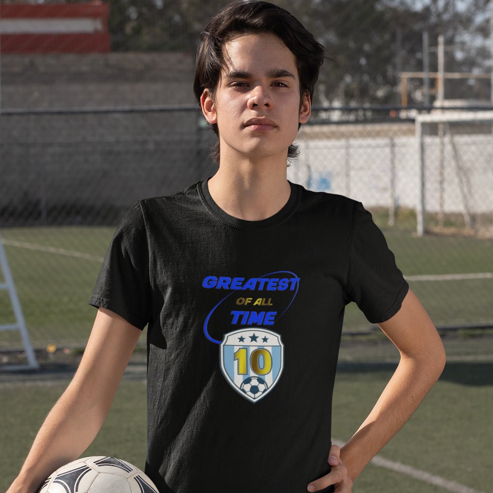 Pure Cotton Bio-Washed T-Shirt Chest Printed-Football Series - Greatest Of All Time - Tribiute to Messi and Maradona Design-by ZingerTees-Unisex-EL9120235 - Image 3