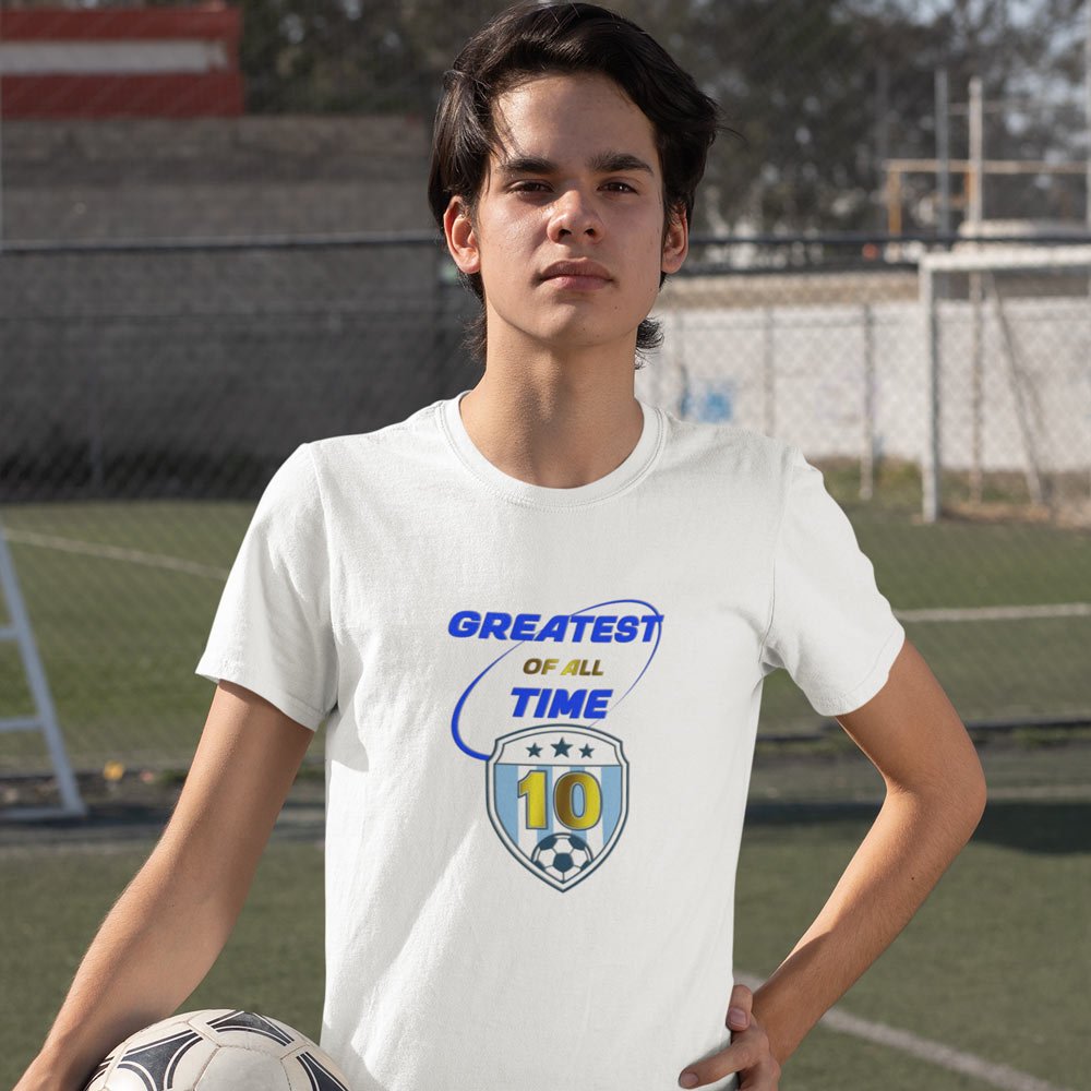 Pure Cotton Bio-Washed T-Shirt Chest Printed-Football Series - Greatest Of All Time - Tribiute to Messi and Maradona Design-by ZingerTees-Unisex-EL9120235
