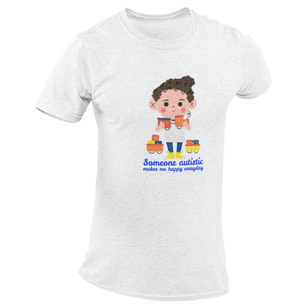 Pure Cotton Bio-Washed T-Shirt Chest Printed-Autism Acceptance Series - Someone Autistic Makes Me Happy Design-by ZingerTees-Unisex-EL9120239 - Image 8