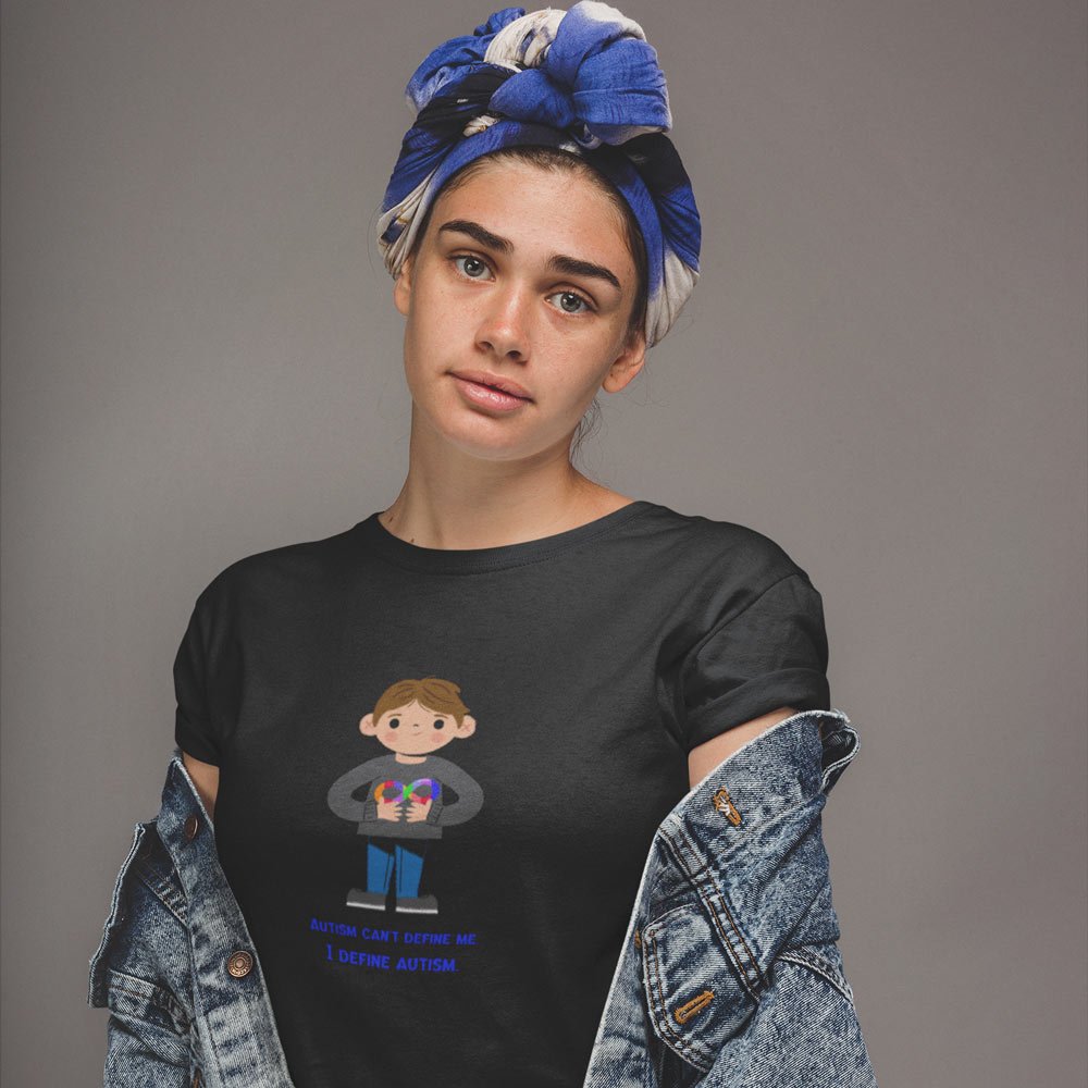 Pure Cotton Bio-Washed T-Shirt Chest Printed-Autism Acceptance Series - I Define Autism Design-by ZingerTees-Unisex-EL9120248