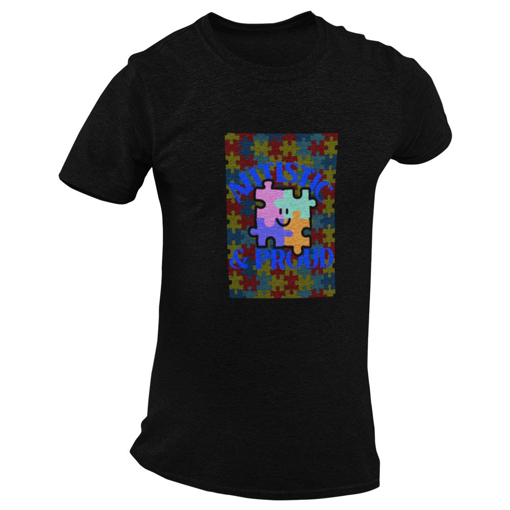 Pure Cotton Bio-Washed T-Shirt Chest Printed-Autism Acceptance Series - Autistic and Proud Design-by ZingerTees-Unisex-EL9120241 - Image 7