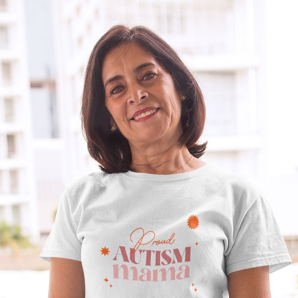 Pure Cotton Bio-Washed T-Shirt Chest Printed-Autism Acceptance Series - Proud Autism Mama Design-by ZingerTees-Women-EL9120245