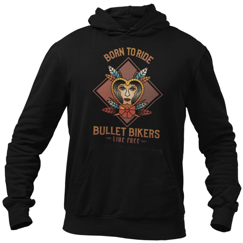 Printed Hoodie-Born to Ride Bullet Bikers Live Free Design-by ZingerTees-Unisex-EL9410011 - Image 6