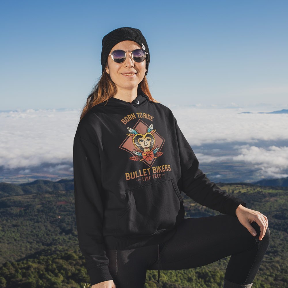 Printed Hoodie-Born to Ride Bullet Bikers Live Free Design-by ZingerTees-Unisex-EL9410011 - Image 3