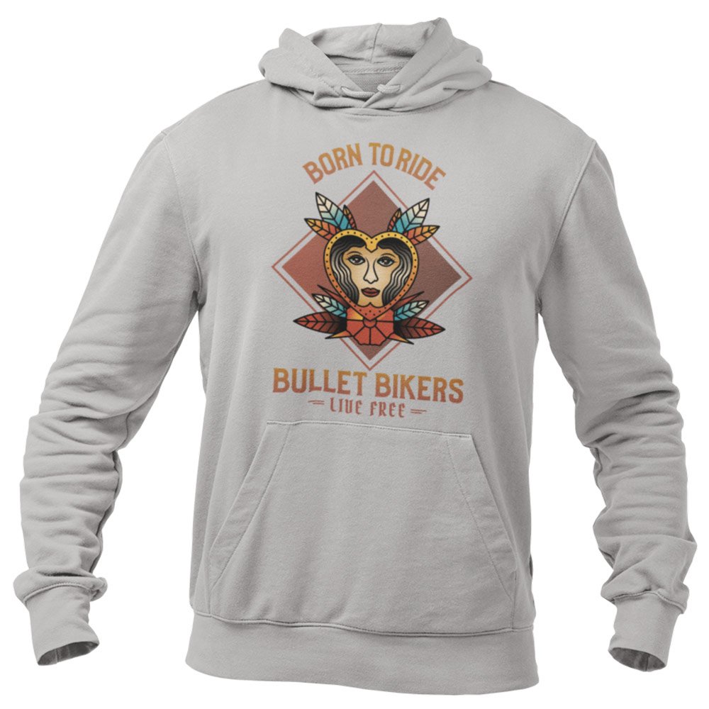 Printed Hoodie-Born to Ride Bullet Bikers Live Free Design-by ZingerTees-Unisex-EL9410011 - Image 5