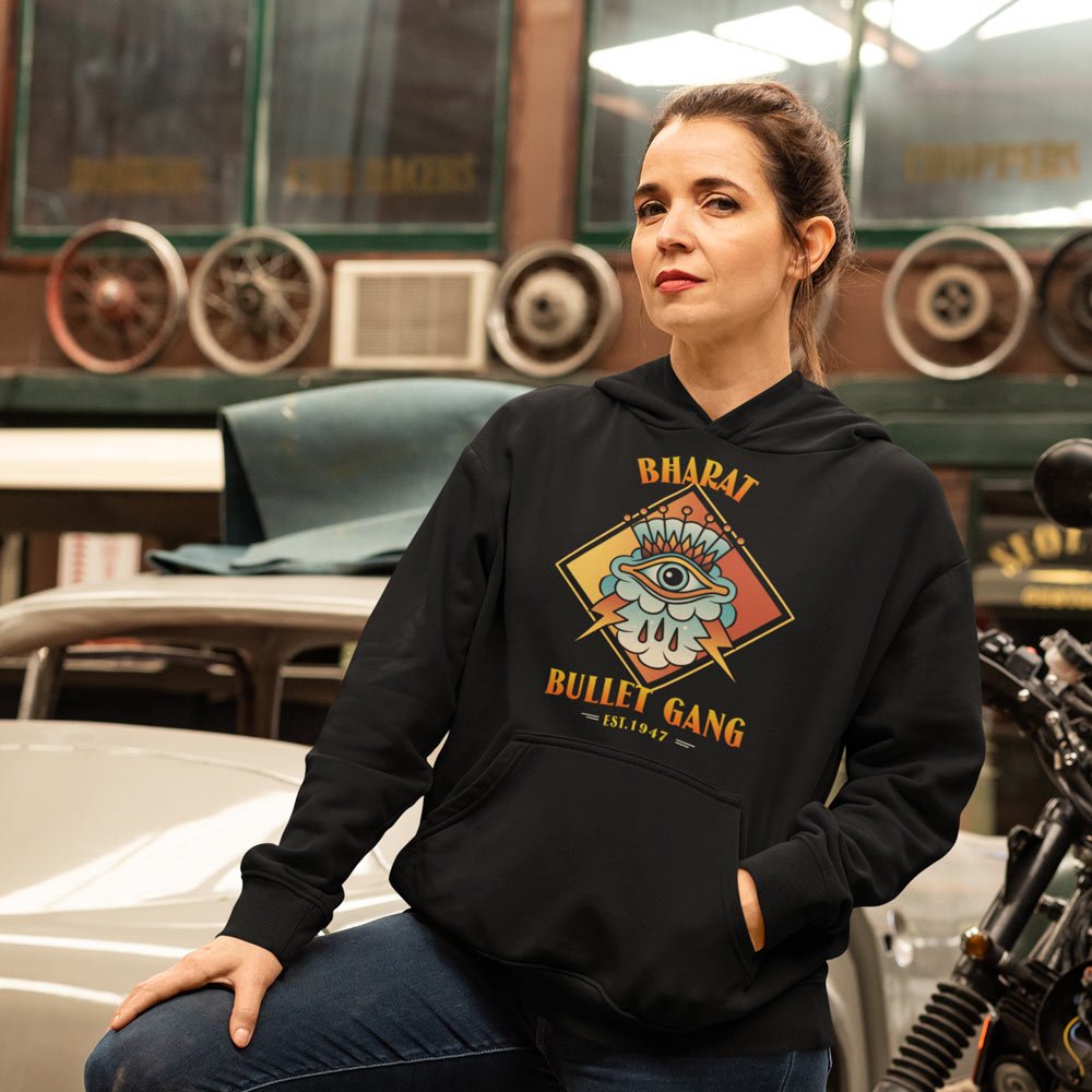 Printed Hoodie-Bharat Bullet Gang Est.1947 - Biker Design-by ZingerTees-Unisex-EL9410013 - Image 3