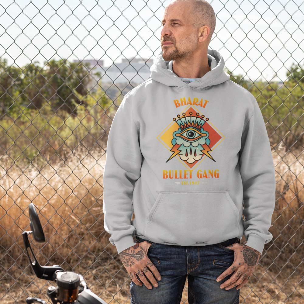 Printed Hoodie-Bharat Bullet Gang Est.1947 - Biker Design-by ZingerTees-Unisex-EL9410013 - Image 4